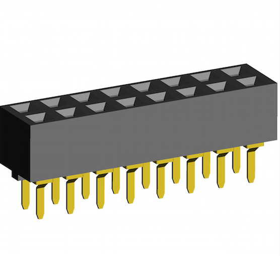 2.54mm Socket Double Rows Three Sides Contact Straight Dip Type.(H=5.0)